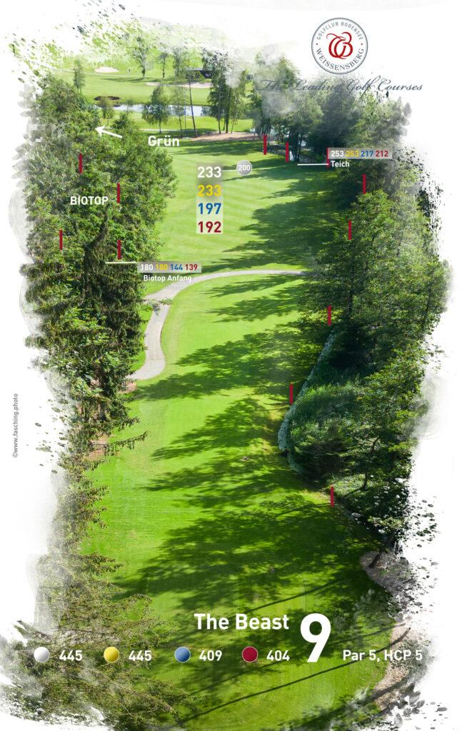 die 9. Spielbahn, das neueste Par 5 des Golfclub Bodensee